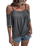 Azura Exchange Off-shoulder Pleated Top with Spaghetti Straps - S