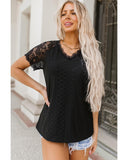 Azura Exchange Short-Sleeve Scalloped V-Neck Top - L