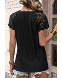 Azura Exchange Short-Sleeve Scalloped V-Neck Top - XL