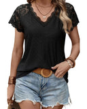 Azura Exchange Short-Sleeve Scalloped V-Neck Top - XL