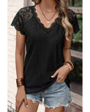 Azura Exchange Short-Sleeve Scalloped V-Neck Top - XL