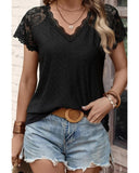 Azura Exchange Short-Sleeve Scalloped V-Neck Top - XL