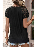 Azura Exchange Short-Sleeve Scalloped V-Neck Top - XL