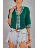 Azura Exchange V Neckline Half Sleeve Blouse - L