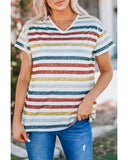 Azura Exchange Striped V Neck T-shirt - 2XL