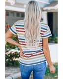 Azura Exchange Striped V Neck T-shirt - 2XL