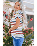 Azura Exchange Striped V Neck T-shirt - 2XL