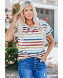 Azura Exchange Striped V Neck T-shirt - 2XL