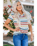 Azura Exchange Striped V Neck T-shirt - 2XL