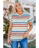 Azura Exchange Striped V Neck T-shirt - 2XL