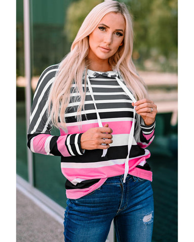Azura Exchange Striped Drawstring Hoodie - L