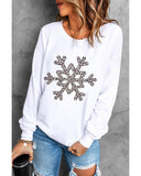 Azura Exchange Leopard Snowflake Pullover Sweatshirt - L