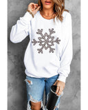 Azura Exchange Leopard Snowflake Pullover Sweatshirt - L