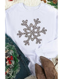 Azura Exchange Leopard Snowflake Pullover Sweatshirt - L