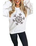 Azura Exchange Leopard Snowflake Pullover Sweatshirt - L