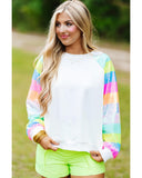 Azura Exchange Color Block Sequin Raglan Sleeve Sweatshirt - S