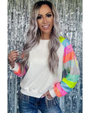 Azura Exchange Color Block Sequin Raglan Sleeve Sweatshirt - XL