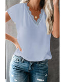 Azura Exchange Lace Trim V Neck T-shirt - 2XL