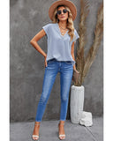 Azura Exchange Lace Trim V Neck T-shirt - XL