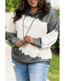 Azura Exchange Gray Tie-Dyed Color Block Plus Size Hoodie - 4X