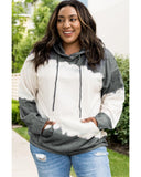 Azura Exchange Gray Tie-Dyed Color Block Plus Size Hoodie - 4X