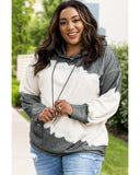 Azura Exchange Gray Tie-Dyed Color Block Plus Size Hoodie - 4X