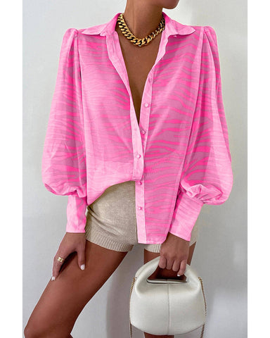 Azura Exchange Zebra Stripes Lantern Sleeve Shirt - L