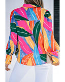 Azura Exchange Swirl Color Block Print Lantern Sleeve Shirt - XL