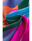 Azura Exchange Swirl Color Block Print Lantern Sleeve Shirt - XL