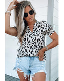 Azura Exchange Leopard Bubble Sleeve Blouse - M