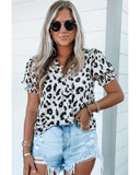 Azura Exchange Leopard Bubble Sleeve Blouse - M