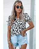 Azura Exchange Leopard Bubble Sleeve Blouse - S