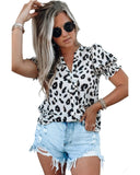 Azura Exchange Leopard Bubble Sleeve Blouse - S