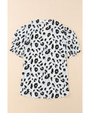 Azura Exchange Leopard Bubble Sleeve Blouse - S