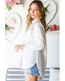 Azura Exchange Lace Crochet Splicing Button Up Shirt - M