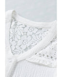 Azura Exchange Textured Sleeveless Shirt with Floral Lace Crochet - S