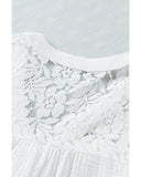 Azura Exchange Textured Sleeveless Shirt with Floral Lace Crochet - S