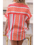 Azura Exchange Buttoned Geometric Striped Shirt - S