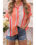 Azura Exchange Buttoned Geometric Striped Shirt - S