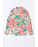 Azura Exchange Buttoned Sheath Long Sleeve Shirt with Abstract Floral Print - M