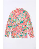 Azura Exchange Buttoned Sheath Long Sleeve Shirt with Abstract Floral Print - M