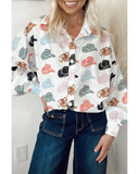 Azura Exchange Puff Sleeve Button Up Shirt - S