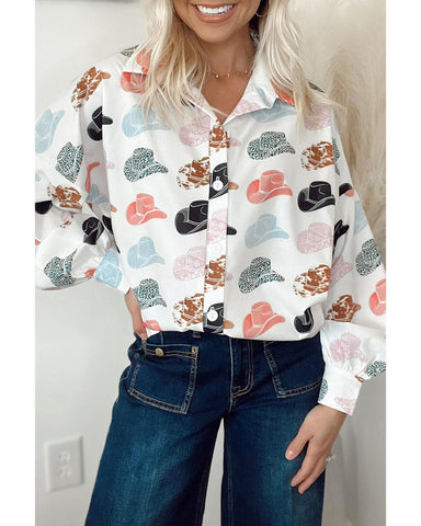 Azura Exchange Puff Sleeve Button Up Shirt - S