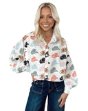 Azura Exchange Puff Sleeve Button Up Shirt - S