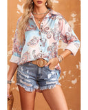 Azura Exchange Paisley Print Lantern Sleeve Button-Down Shirt - XL