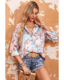 Azura Exchange Paisley Print Lantern Sleeve Button-Down Shirt - XL