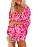 Azura Exchange Printed Sleeve Button Up Shirt - M