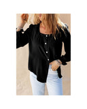 Azura Exchange Flounce Sleeve Square Neck Button-Up Shirt - M