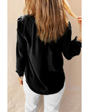 Azura Exchange Flounce Sleeve Square Neck Button-Up Shirt - M