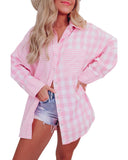 Azura Exchange Checked Patchwork Long Sleeve Shirt - L